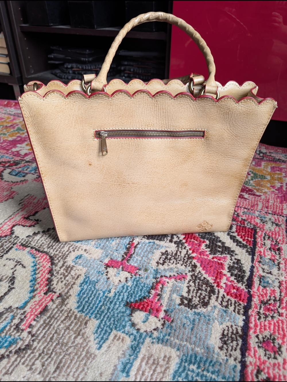 Patricia Nash Embroidered Prairie Rose Floral Satchel Bag in Beige and Pink - Picture 3 of 5